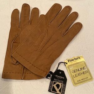 Vintage Fownes mens brown pigskin leather gloves NEW